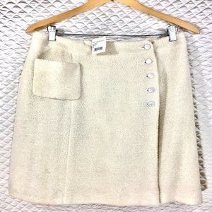 🔥SOLD🔥 CHANEL NWT Ivory Boucle Skirt FR42 US 10 Wool/Silk Capiz dbl C Buttons